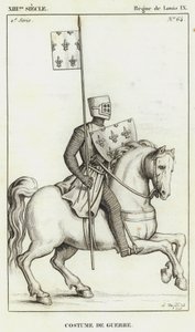 XIII Secolo, Regno di Luigi IX, Costume di Guerra (incisione) da French School