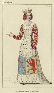 XIV secolo, Beatrice, Signora di Borbone (incisione colorata) da French School