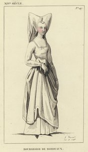 XIV secolo, Borghese di Bordeaux (incisione colorata)