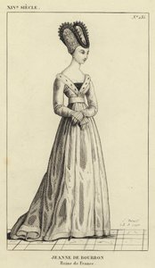 XIV secolo, Giovanna di Borbone, regina di Francia (incisione) da French School