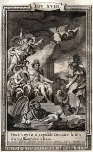 Tu vedi o terribile divinità il figlio del malvagio Ulisse - incisione del 1798 di Monnet in "Les Aventures de Telemaque, fils d
