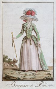 Giovane donna borghese parigina in abito da passeggio, 1787