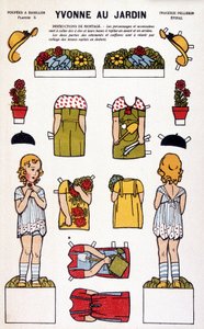 Yvonne nel giardino: decoupage. XIX secolo da French School