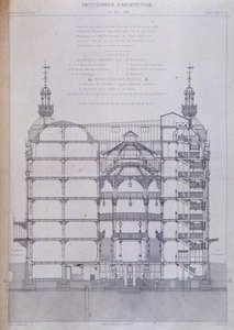 Grande magazzino le Printemps a Parigi: architettura in sezione trasversale da French School