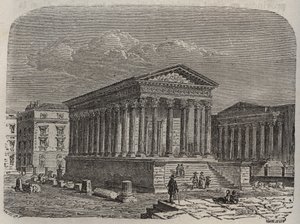 Maison Carrée di Nîmes - Francia, Linguadoca-Rossiglione, Gard - incisione in "Histoire de France" di Victor Duruy (1811-1894) - 1882 da French School
