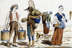 Illustrazione dei costumi parigini nel XVIII secolo: portatore d
