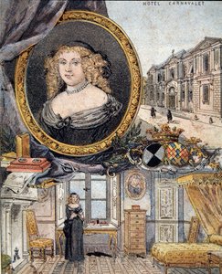 Ritratto di Marie de Rabutin-Chantal (Rabutin Chantal), Marchesa di Sevigne conosciuta come Madame de Sevigne (1626-1696) e la sua residenza Hotel Carnavalet da French School