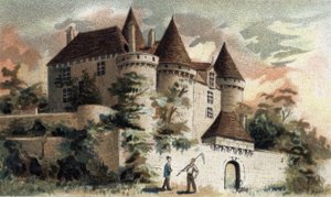 vista del castello di Fenelon in Dordogna da French School