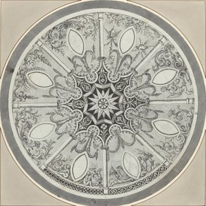 Progetto per un Tavolo Circolare Intarsiato, con Alternative da French or Italian 18th Century