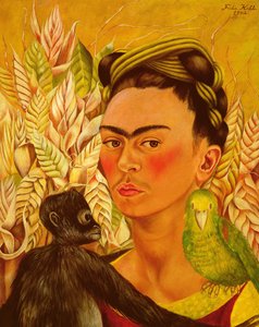 Autoritratto con scimmia e pappagallo da Frida Kahlo