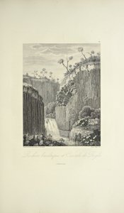 Rocce basaltiche e la cascata di Regla, disegnate da Gmelin, incise da Bouquet, illustrazione da 