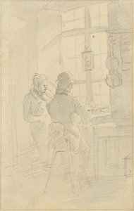 Due uomini che suonano il violino da Friedrich August Mathias Gauermann