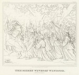 Le Allegre Comari di Windsor, Atto V, Scena 3 (incisione) da Friedrich August Moritz Retzsch