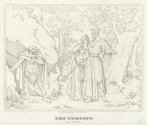 La Tempesta, Atto I, Scena 2 (incisione) da Friedrich August Moritz Retzsch