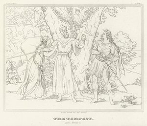 La Tempesta, Atto I, Scena 2 (incisione) da Friedrich August Moritz Retzsch