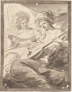 Due donne con mandolino (studio per il doppio ritratto delle sorelle Victoire e Sophie von Fries?) da Friedrich Heinrich Fuger