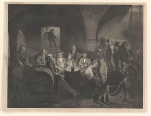 Compagnia di uomini che bevono in una cantina da Friedrich Jentzen