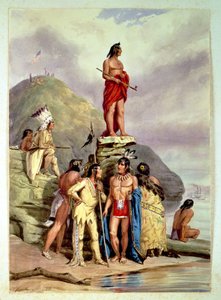 Gruppo di indiani su una riva del fiume, 1854 da Friedrich Kurz