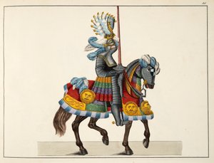Un cavaliere in viaggio verso un torneo, tavola da 