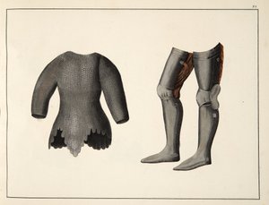 Armatura, tavola da Una storia dello sviluppo e delle usanze della cavalleria, di Dr. Franz Kottenkamp, pubblicato da Carl Hoffmann, 1842 da Friedrich Martin von Reibisch