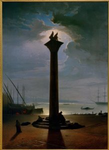 La colonna di San Marco a Venezia al chiaro di luna