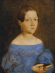 Ritratto di una giovane ragazza in abito blu