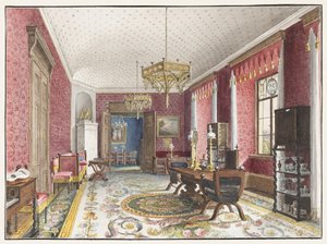 La Stanza Rossa, Schloss Fischbach, c. 1846 da Friedrich Wilhelm Klose