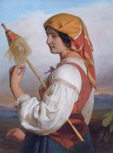 Tedesco: Donna italiana (Chiaruccia) con conocchia da Friedrich von Amerling