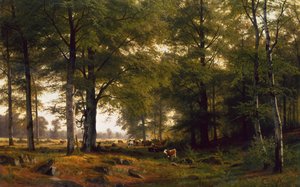 Paesaggio boscoso con un mandriano da Fritz Carl Werner Ebel