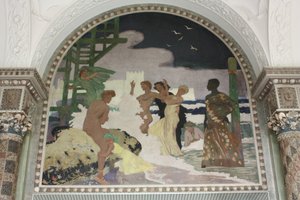 Affresco nella sala delle conchiglie del Kurhaus Wiesbaden da Fritz Erler