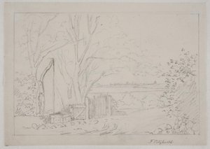 Paesaggio con pozzo a bilanciere in primo piano