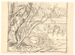 Un lago con quattro cigni da Fritz Syberg