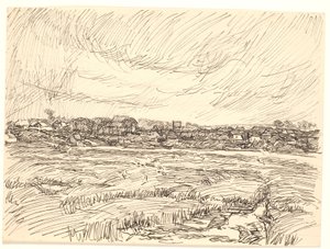 Paesaggio con villaggio