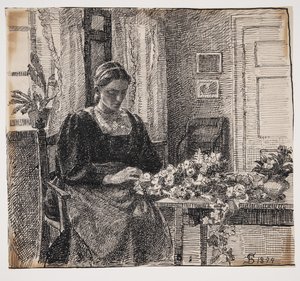 Mia moglie (signora Anna Syberg) fa una corona da Fritz Syberg