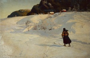 Scena invernale con sciatore