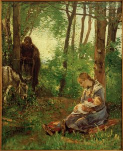 Riposo nella foresta (Riposo durante la fuga) da Fritz von Uhde