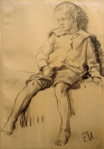 Ragazzo seduto con gambe nude