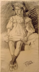 Ragazza seduta con cappello da Fritz von Uhde