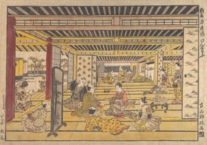 Una partita di Sumo a mano nel Nuovo Yoshiwara da Furuyama Moromasa
