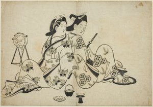 Schiena contro schiena, da una serie di 12 stampe da Furuyama Moroshige