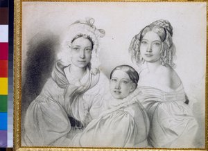 Ritratti delle contesse Praskovia, Nadezhda e Maria, figlie del principe russo Piotr Viazemski da Fyodor Bruni