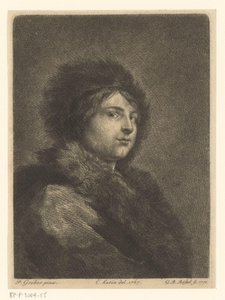 Ritratto di un giovane sconosciuto con mantello e cappello di pelliccia da G.B. Rössel