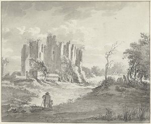 Paesaggio con rudere e alcuni contadini da G.F. Buijs (possibly)