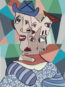 Ritratto cubista dai colori vivaci