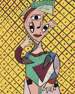 Ritratto cubista dai colori vivaci