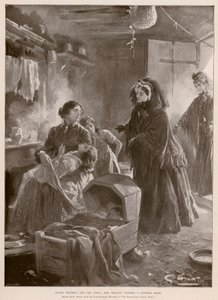 Regina Vittoria e i poveri: la regina visita una casa di campagna (fotoincisione) da G.S. (after) Amato
