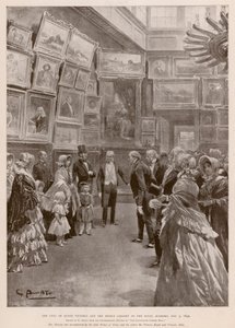 Visita della Regina Vittoria e del Principe Consorte Alberto alla Royal Academy, Londra, 3 maggio 1849 (fotoincisione) da G.S. (after) Amato