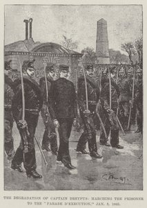 La degradazione del capitano Dreyfus, marcia del prigioniero alla parata d