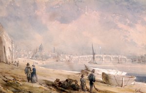 Il Tamigi a bassa marea e il ponte di Blackfriars, Londra da G Chaumont
