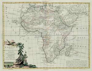 Africa divisa nei suoi principali stati, incisione di G. Zuliani tratta dal Tomo I del Nuovissimo Atlante pubblicato a Venezia nel 1776 da Antonio Zatta, Collezione Privata da G. Zuliani